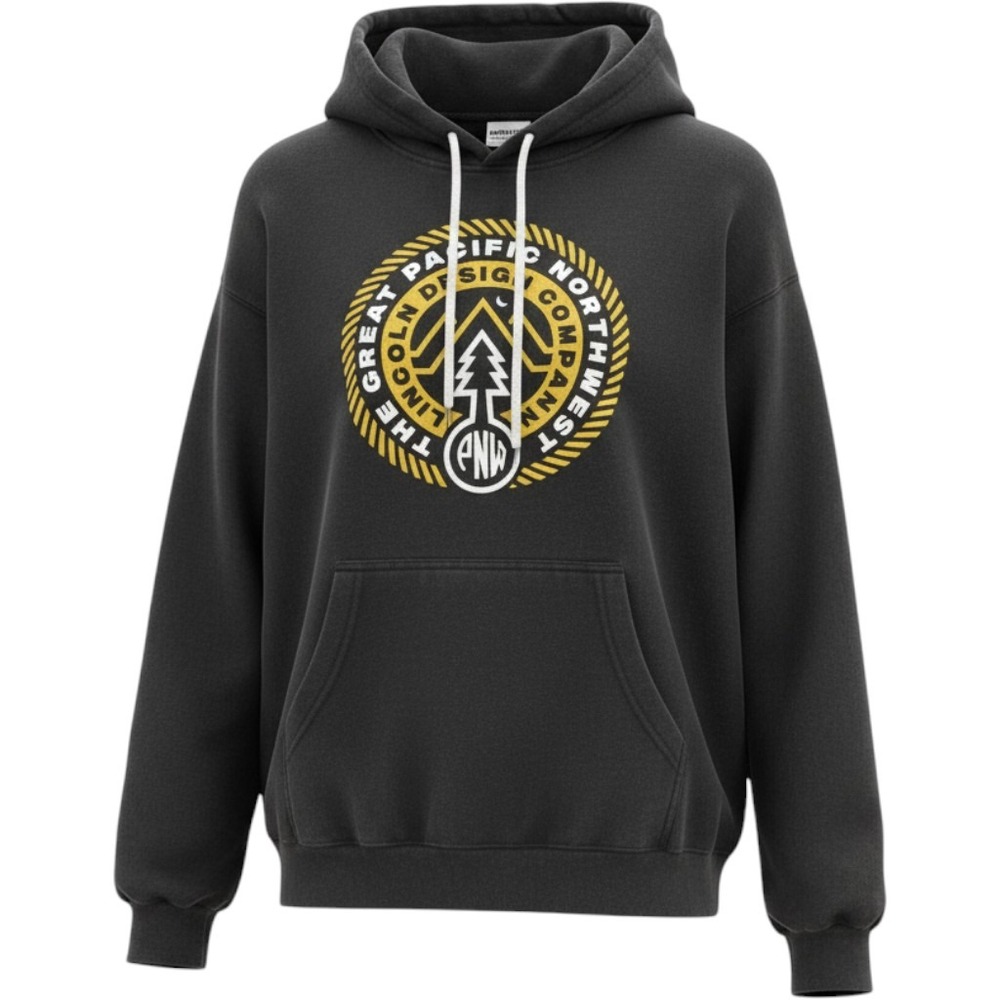 The Great PNW Lincoln Design Co Hoodie Black Graphic Pullover Mens XL Casual